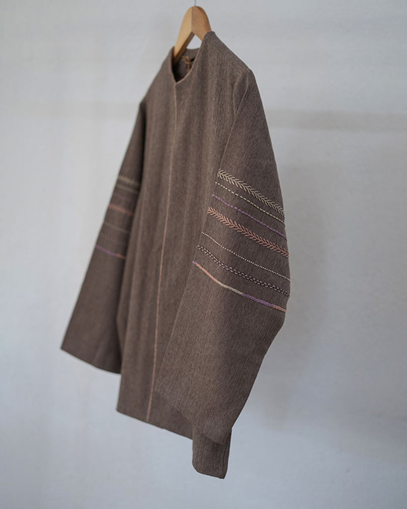Womens Embroidered Woolen Jacket 3 4